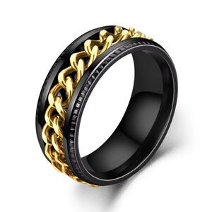 💕5/$18 Black and Gold Chain Anxiety Ring Sz. 11